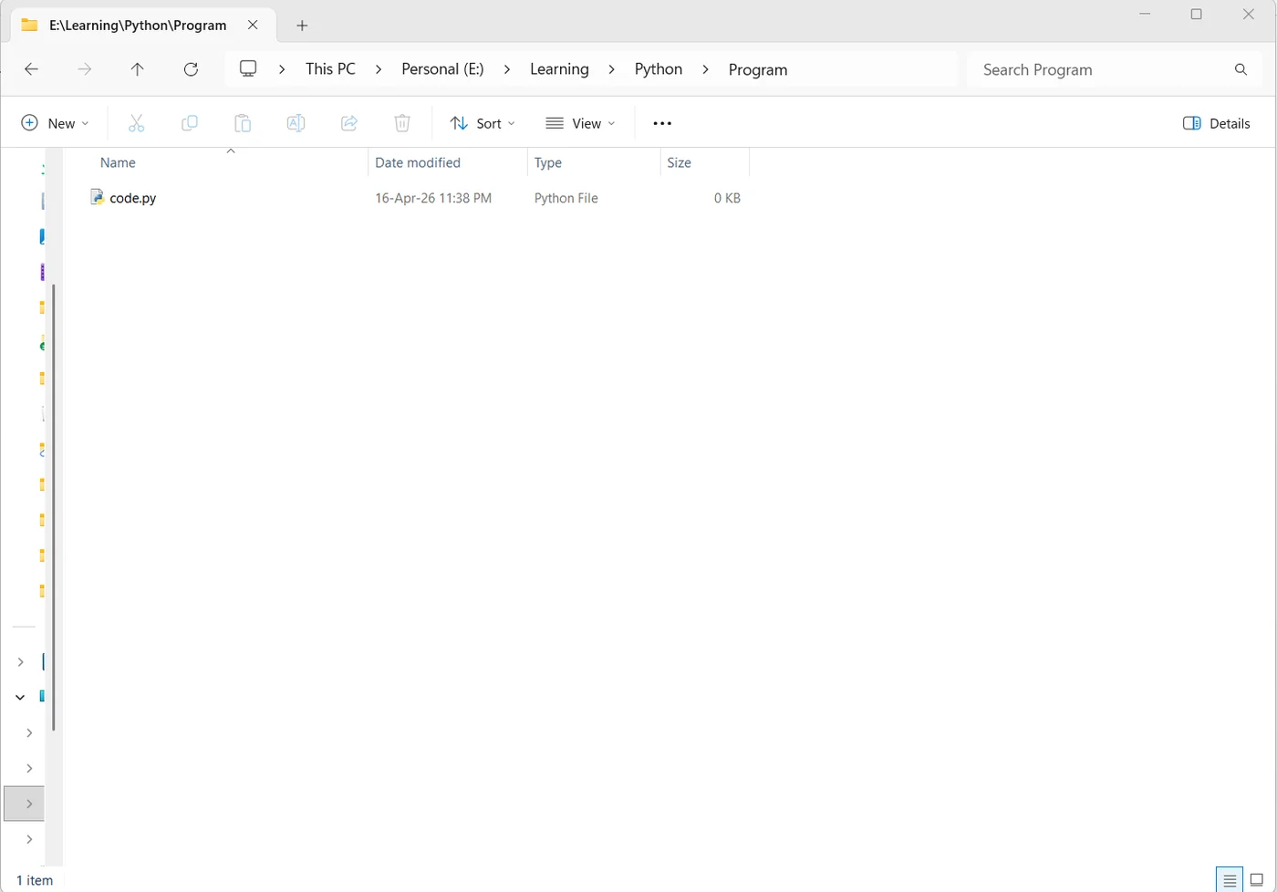 Create a Python file with the .py extension