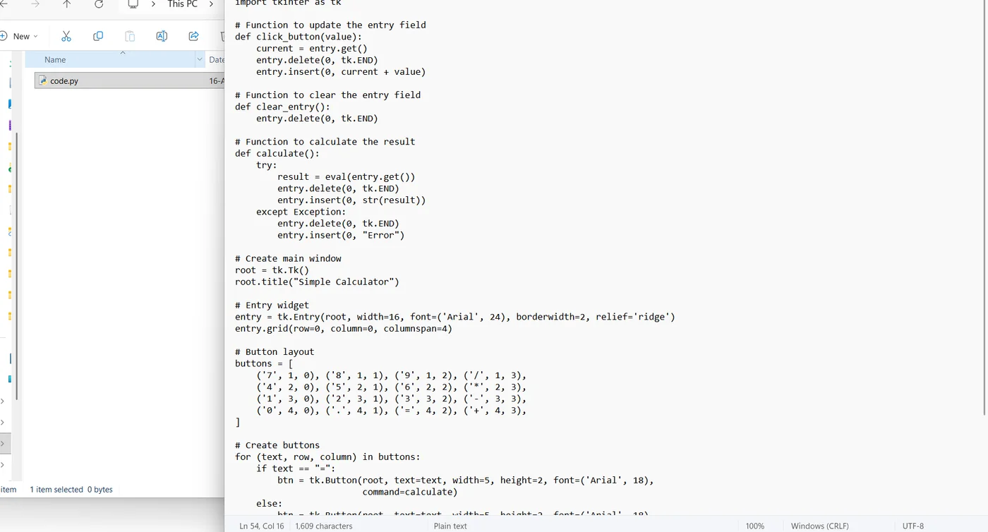 Notepad: paste your Python code and save as main.py